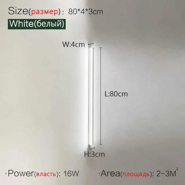 Modern Minimalist LED Wall Lamp Luxury Long Strip Light for Living Room Bedroom Bedside Ceiling Sofa Background Aisle Lighting