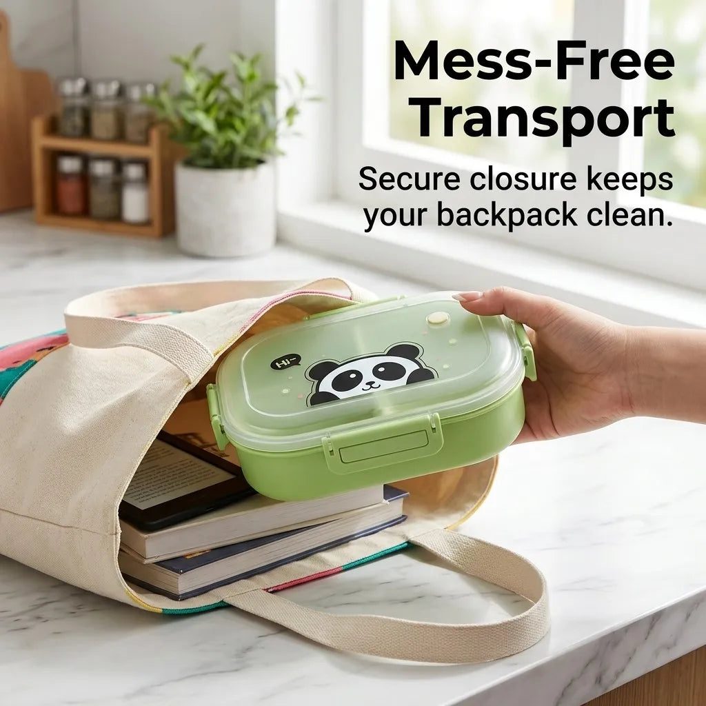 Microwaveable Plastic Lunch Box With 3 Compartments Cartoon Kids Divided Bento Box Portable Food Storage Container School Picnic