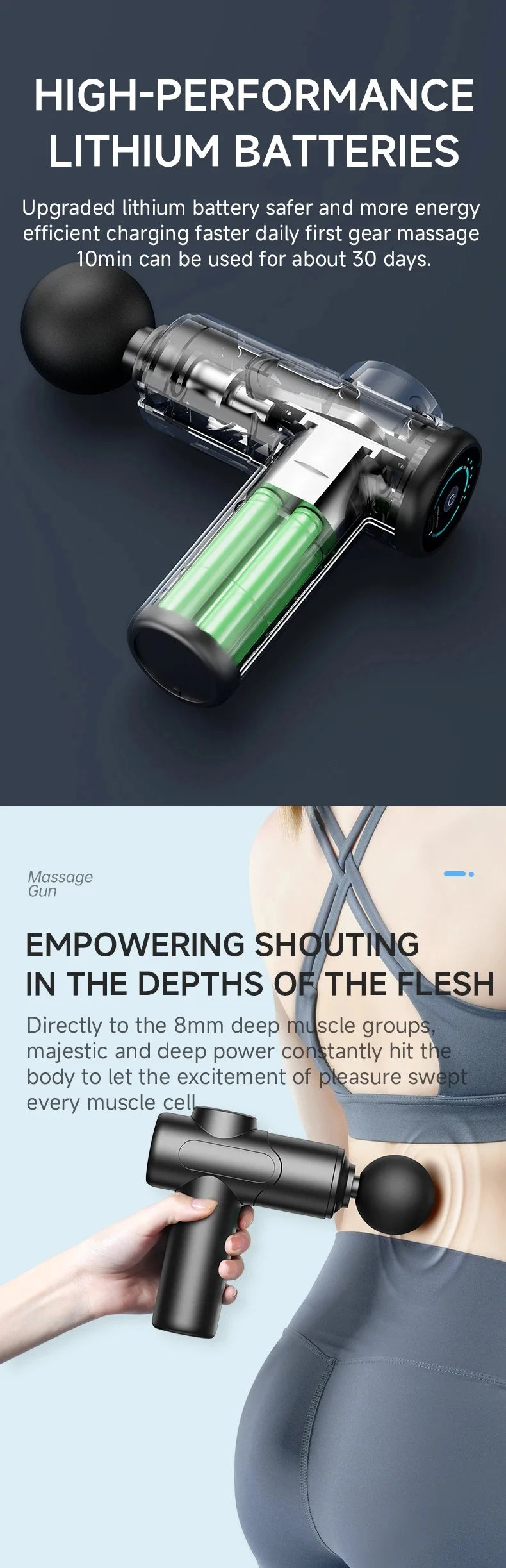 Professional Deep Tissue Massage Gun 6800RPM 10KG 6 Speeds 8 Heads Mini Portable Quiet Muscle Massager for Body Fitness Sports R