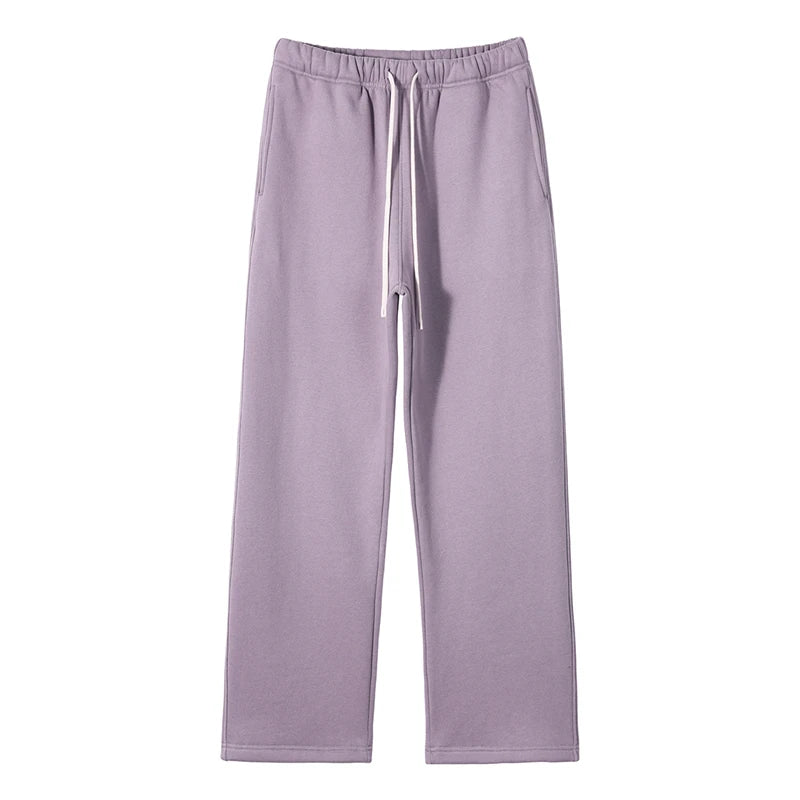 ZODF 2025 Men Casual Winter 350sm Fleece Pants Unisex Loose Soft Comfortable Sport Solid Straight Trousers HY0643