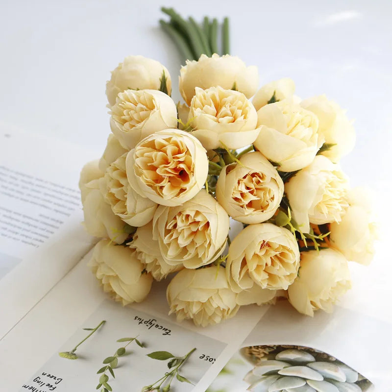 27 Heads Artificial Rose Peony Flowers Bridal Bouquet for Home Party Table DIY Decor Fake Flowers Wedding Decoration Flowers