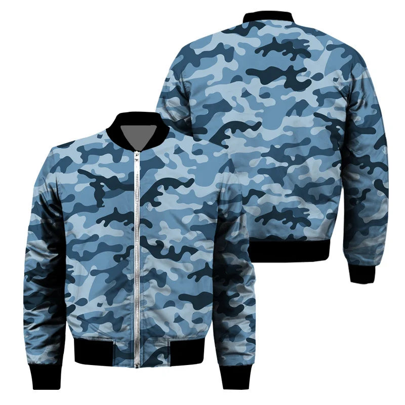 Classic 3d Print Camouflage Zipper Jacket For Men Outdoor Sports Camo Jackets Cool Street Spring Autumn Long Sleeves Coat Tops