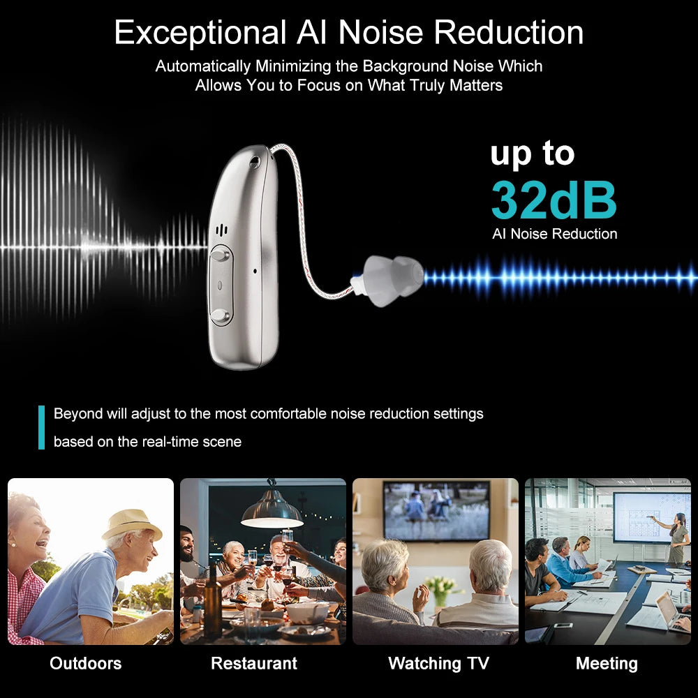 Rechargeable Hearing Aids Digital Hearing Aid for Deafness Elderly APP Control Sound Amplifier Bluetooth Hearing Aids Audifonos