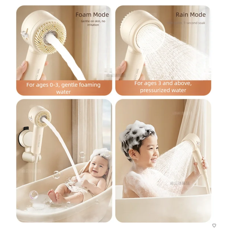 2+1 Modes Filter Shower Head High Pressure Adjustable Handheld Shower Head One Button Stop Bathroom Accessories
