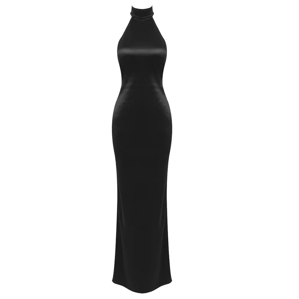 New Summer 2026 Fashion European and American Style Sexy Temperament Elegant White Backless Halter and Beaded Dress for Women