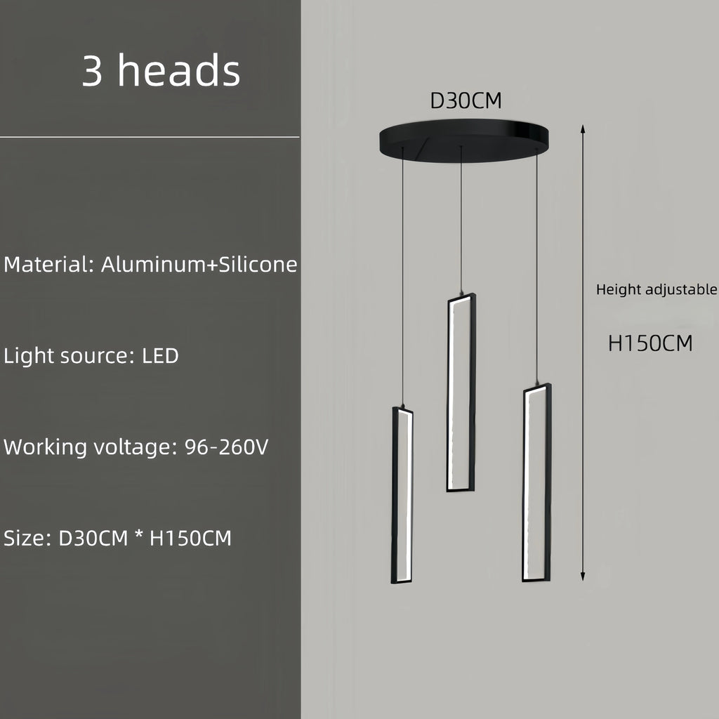 Modern Simple Staircase LED Chandeliers Aluminum Squarer Pendant Lights Loft Villa Duplex Exhibition Hall Decor Lighting Fixture