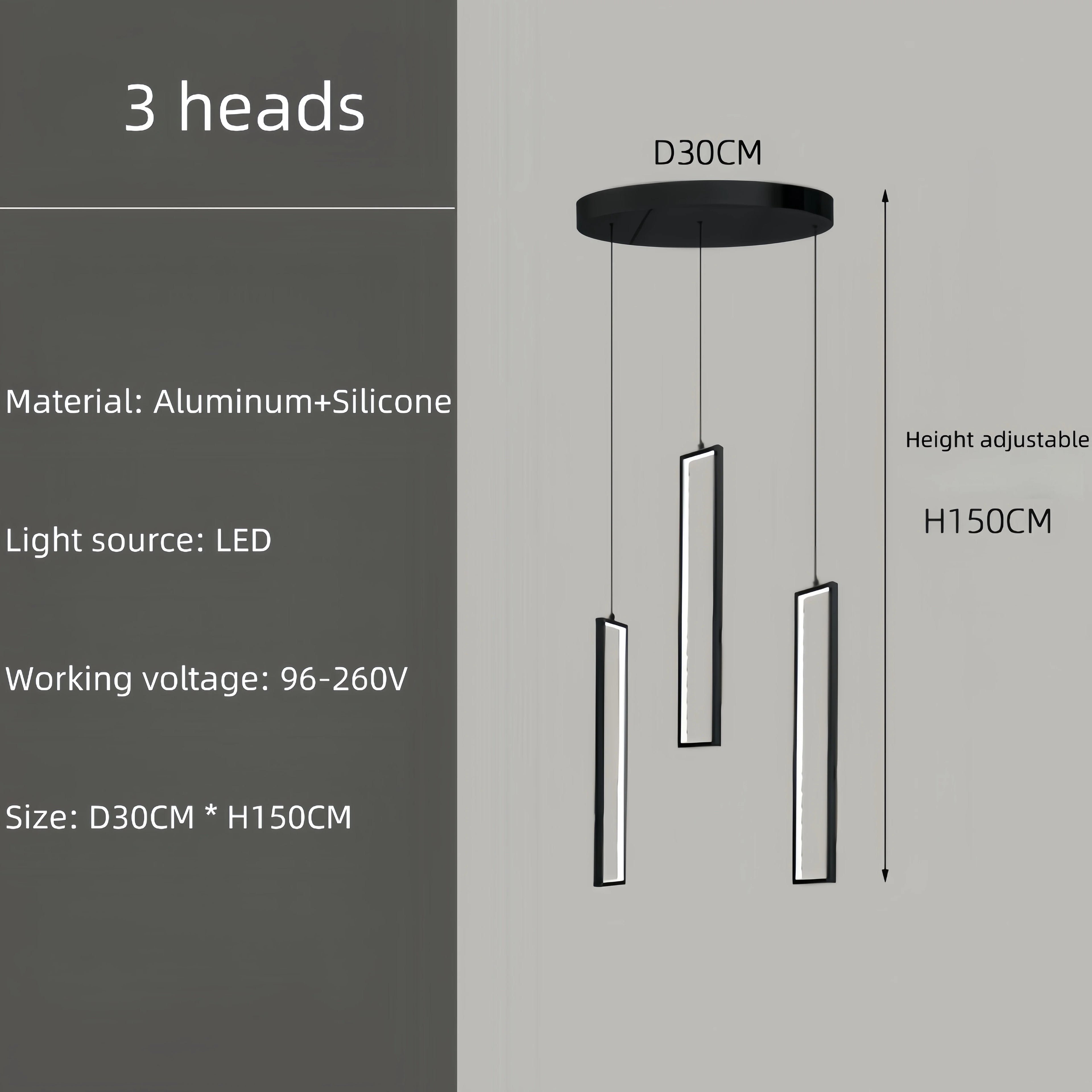 Modern Simple Staircase LED Chandeliers Aluminum Squarer Pendant Lights Loft Villa Duplex Exhibition Hall Decor Lighting Fixture