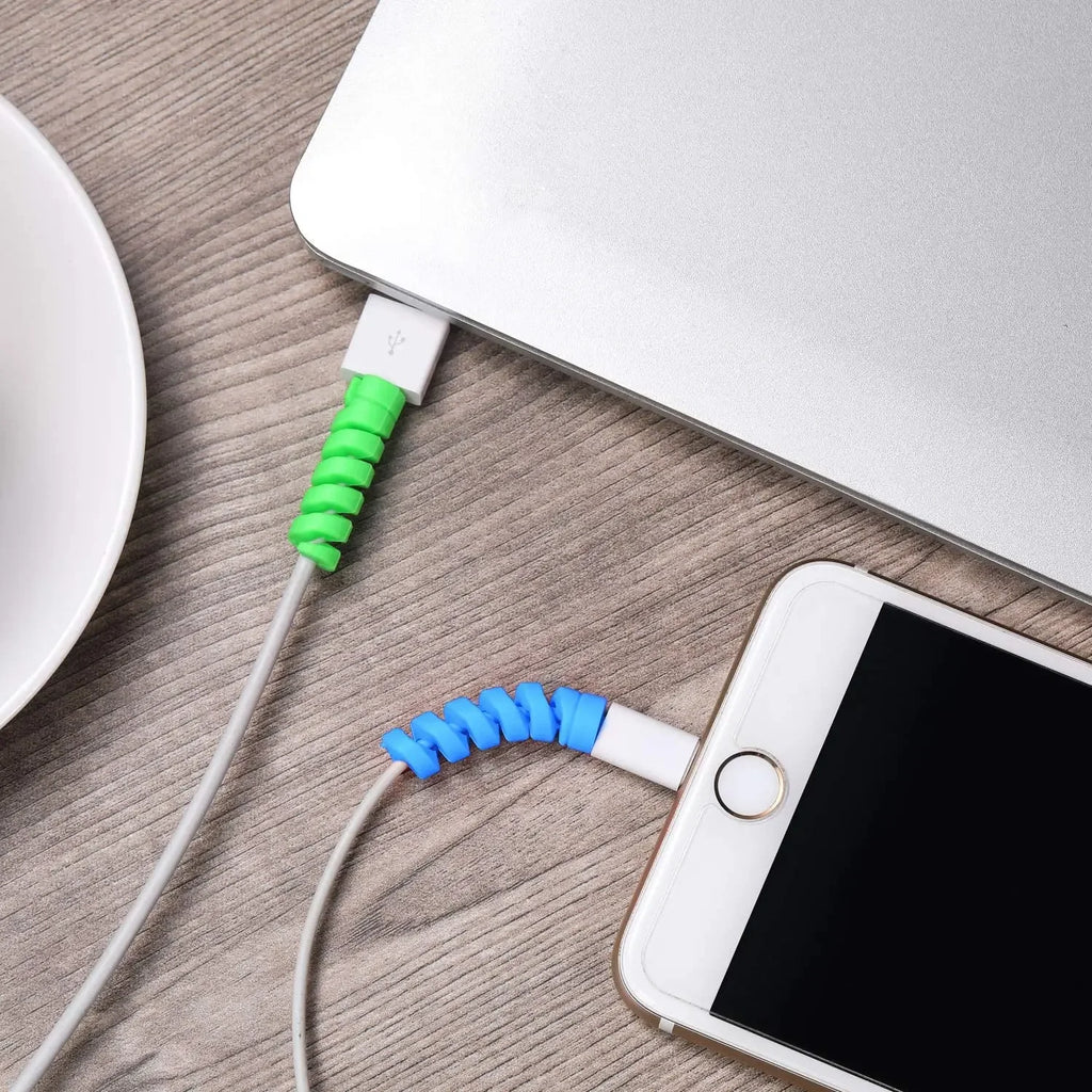 USB Cable Protector Charging Cable Spiral Silicone Protective Sleeve Wire End Cord Cover Savers for Phone Watch Charger Cable