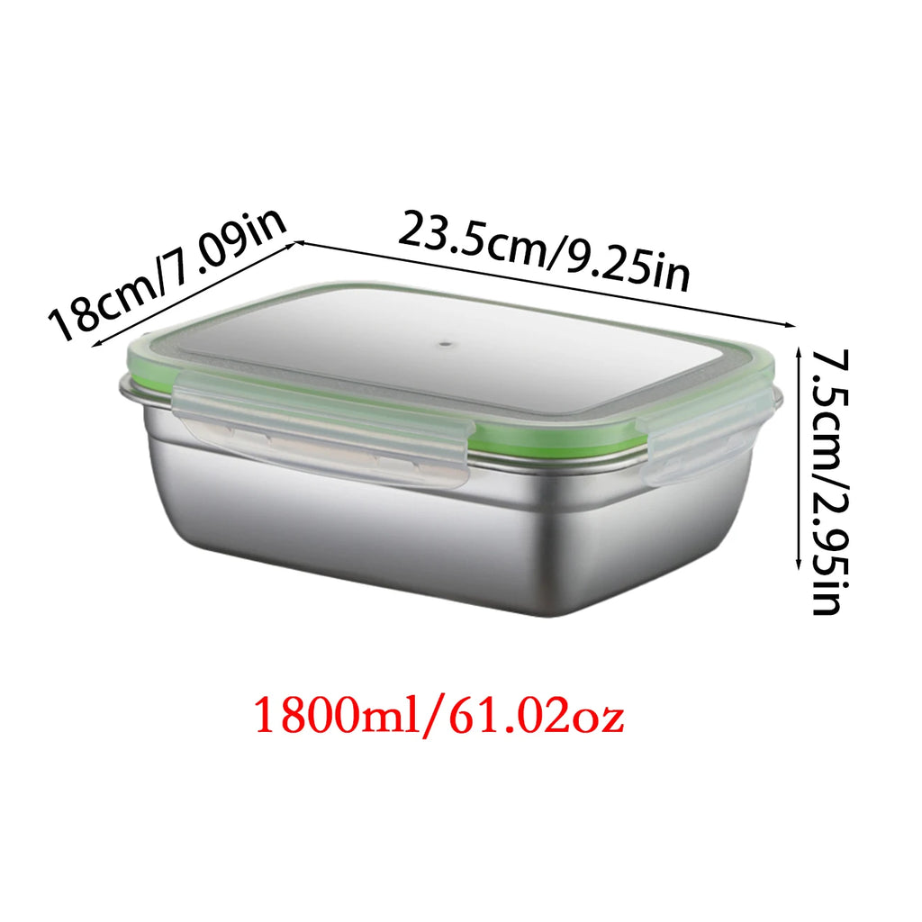 304 Stainless Steel Lunch Box Set with Silicone Transparent Lids Stackable Food Storage Containers for Kitchen School Office