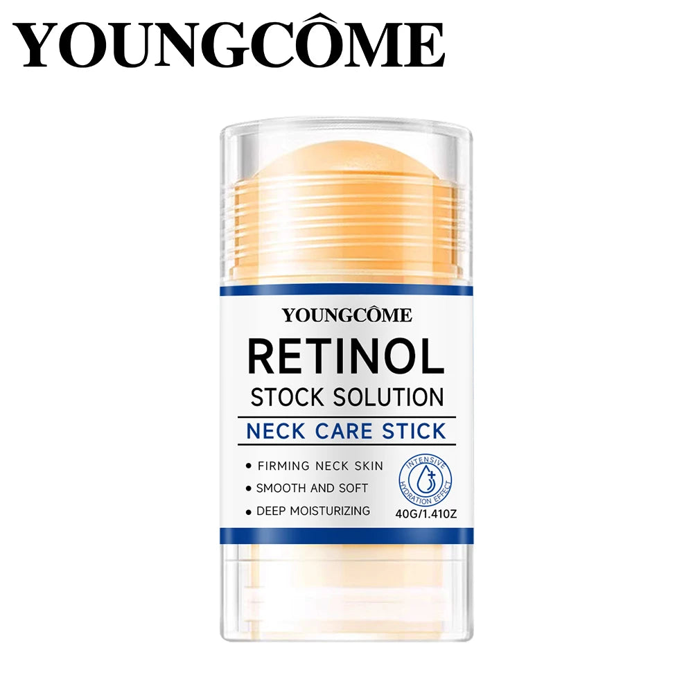 Retinol Neck Care Stick - Anti-Aging Firming Treatment, Hyaluronic Acid & Collagen, Wrinkle Reduction for Sagging Skin