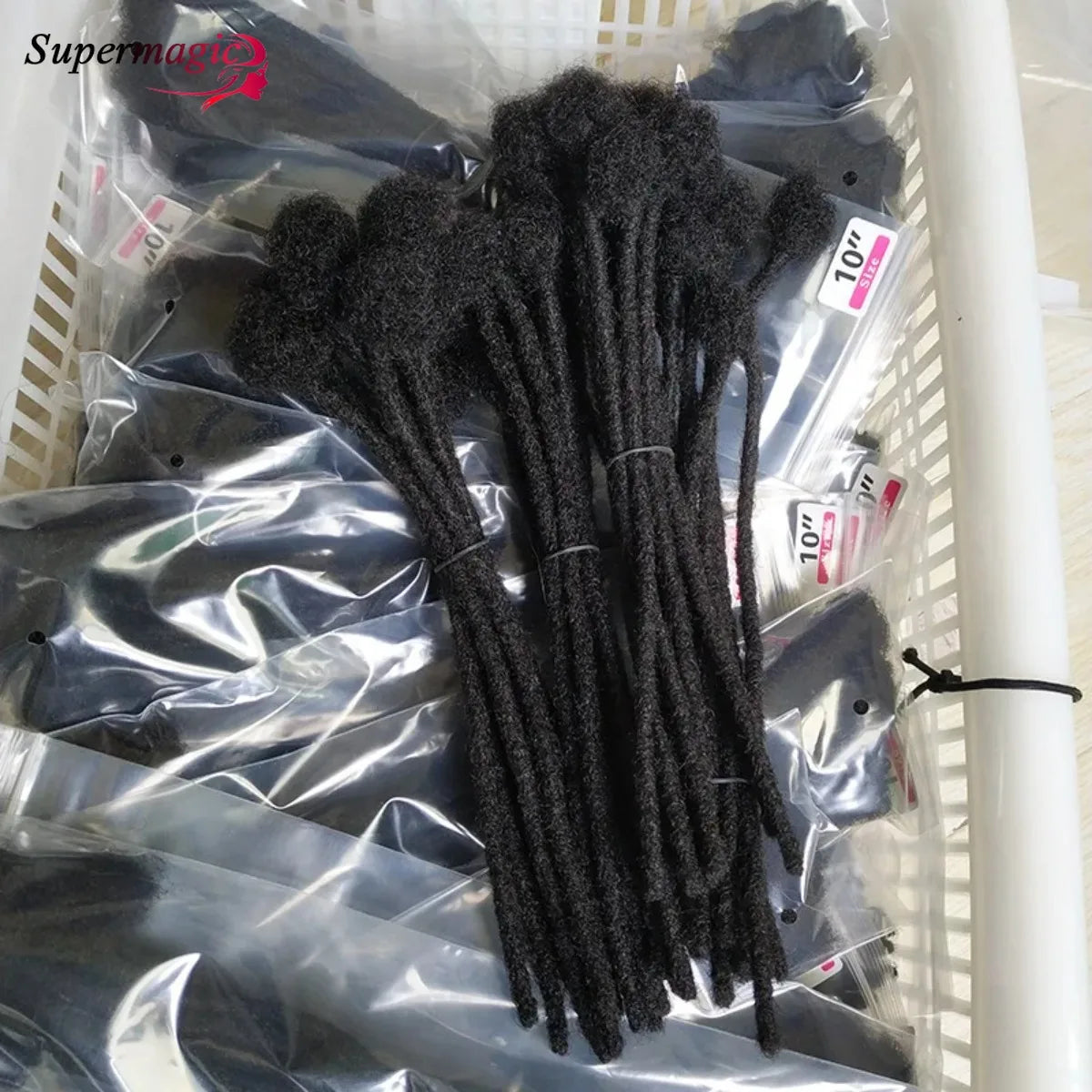 60Strands 0.4/0.6/0.8cm Human Hair Dreadlock Extensions Loc Extensions Human Hair Permanent Crochet Dreadlocks Human Hair 1B