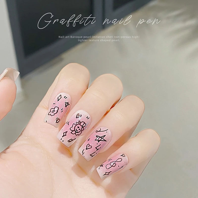 Waterproof Nail Art Graffiti Line Pen Gel Painting Wire Drawing Detail Sketching Tool for Creative Nail Design