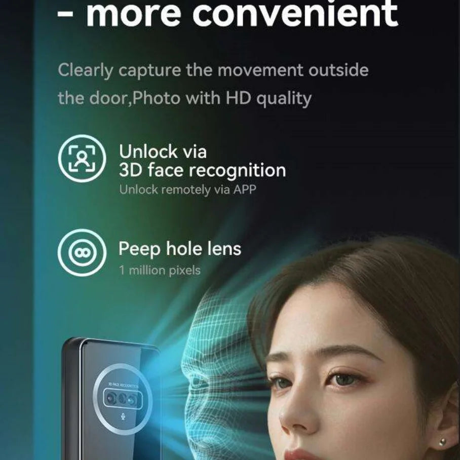 Glomarket Tuya Wifi App Unlock Digital Door Lock 3D Face Fingerprint Recognition Smart Video Intercom Aluminum Door Cloud