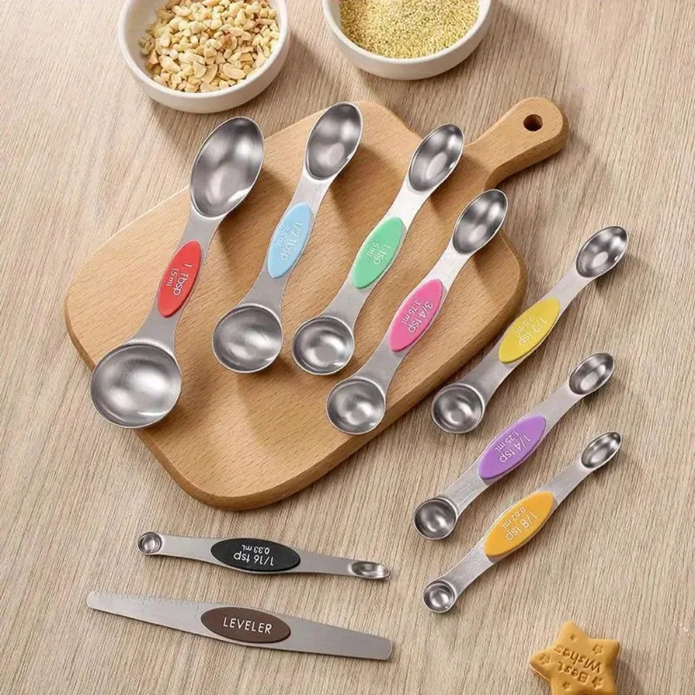 Stainless Steel Metal Magnetic Measuring Spoons Set Teaspoon Tablespoon Measuring Spoons Kitchen Gadgets for Baking Cooking