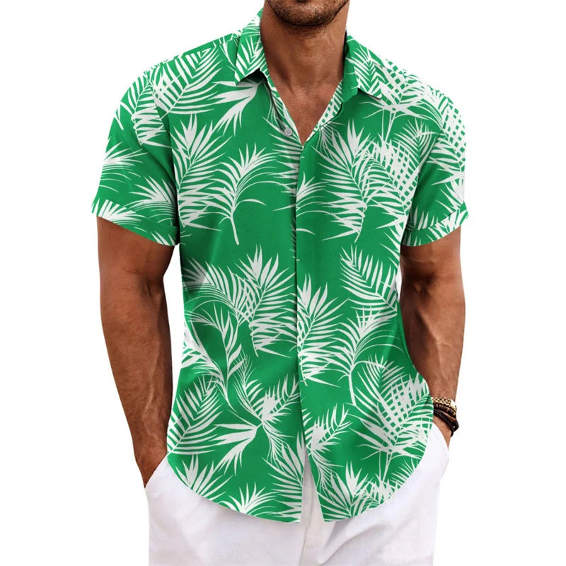 Men's Hawaiian shirt short sleeved printed button clothing summer beach shirt casual vacation comfortable and breathable