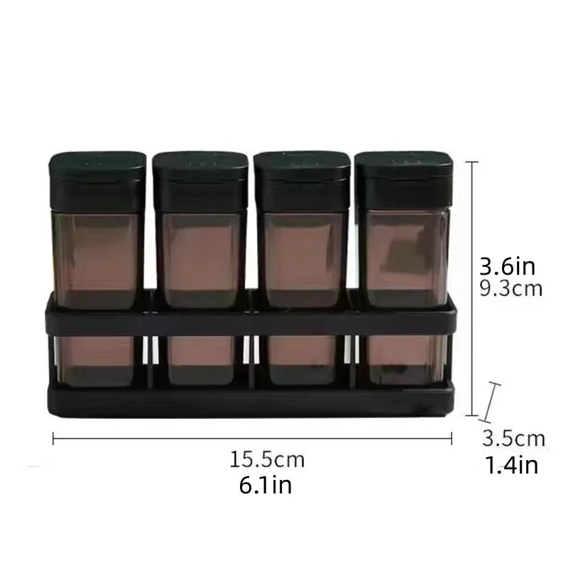 Spice Organizer Set 4-in-1 - Stackable Kitchen Bottles, Airtight Lids for Salt Pepper Baking,Countertop Space Saver Jars