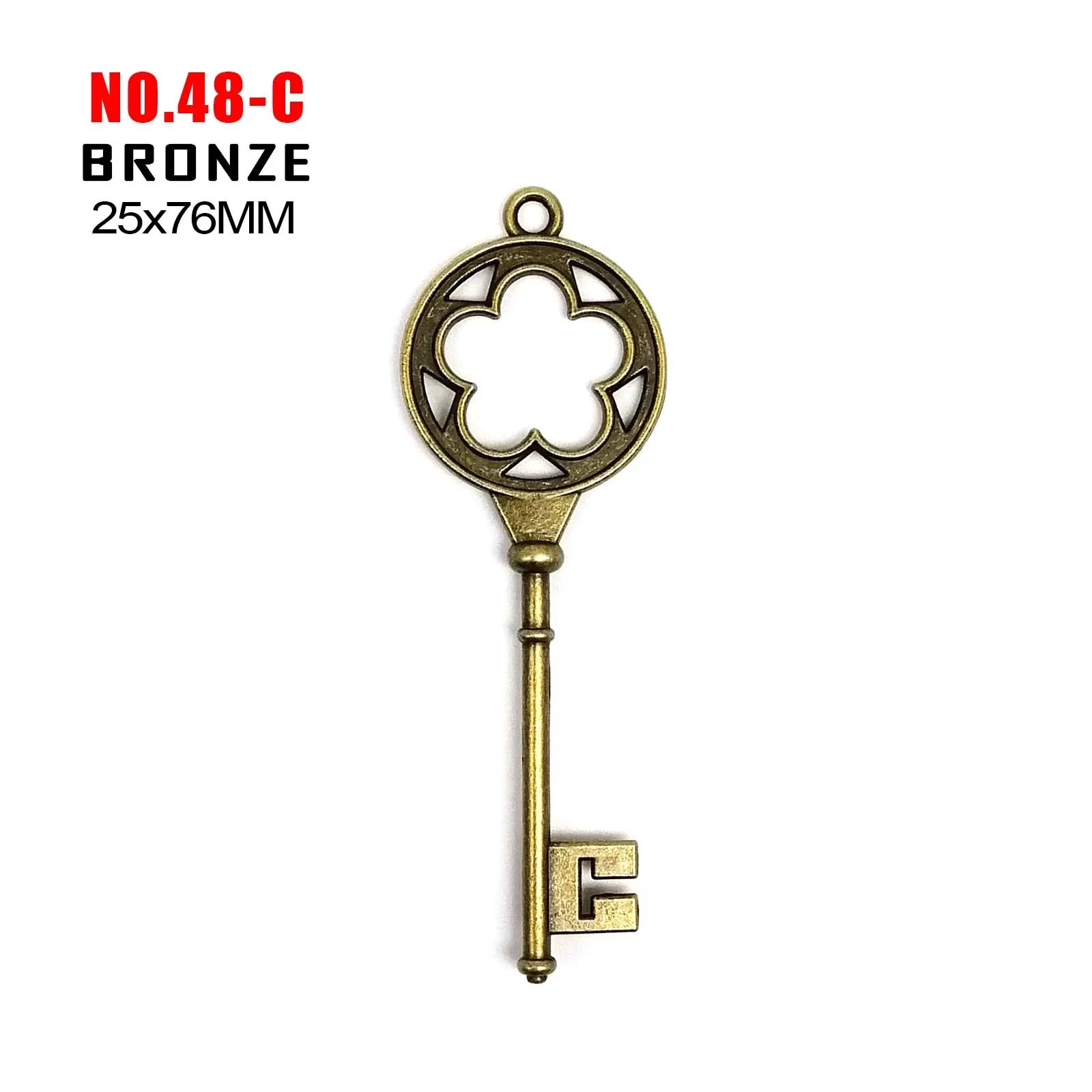 10pcs Old Looking Old-fashioned Decorative Vintage Key Steampunk Charms Pendant Jewelry Making Antique Brass Bronze Silver