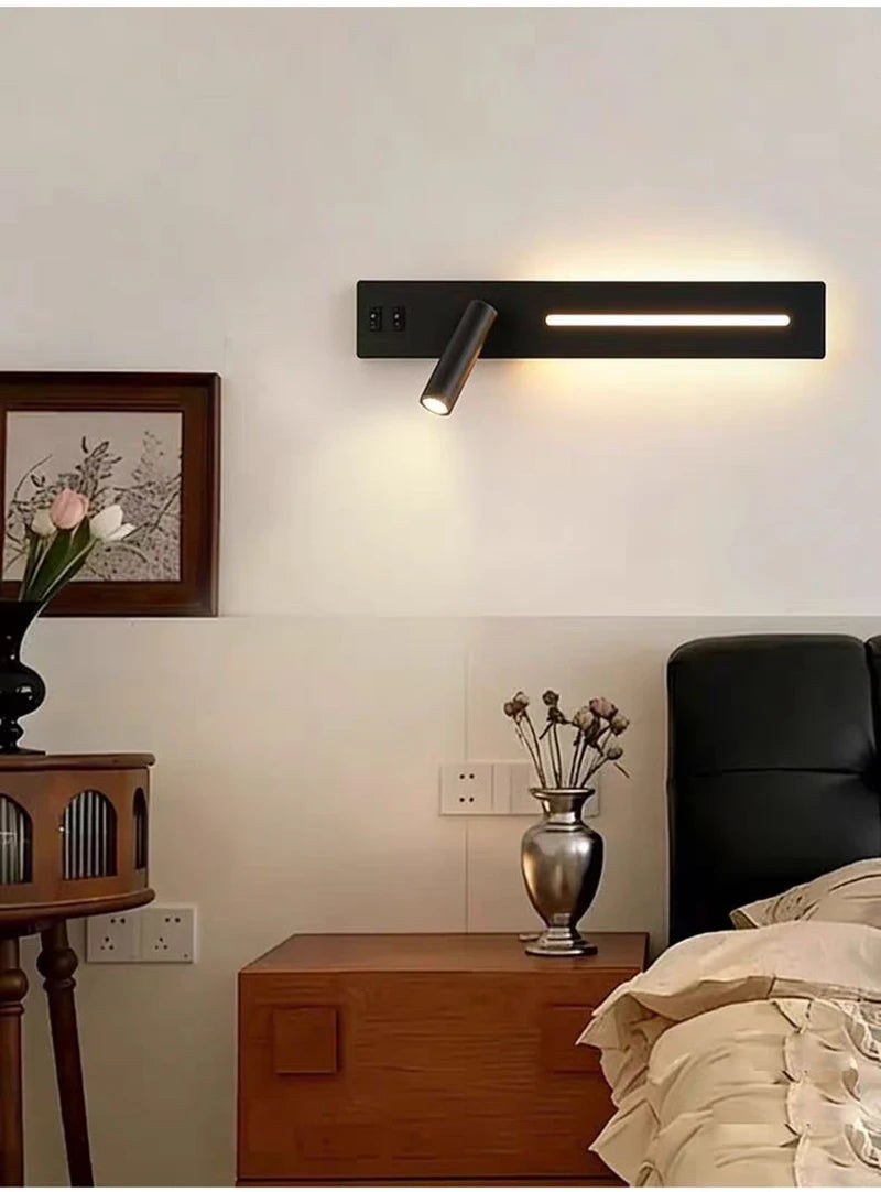 LED Wall Light Interior  Mobile Phone Charging USB Wall Lamps With Switch Bedroom Bedside Reading Lights Decoration Living Room