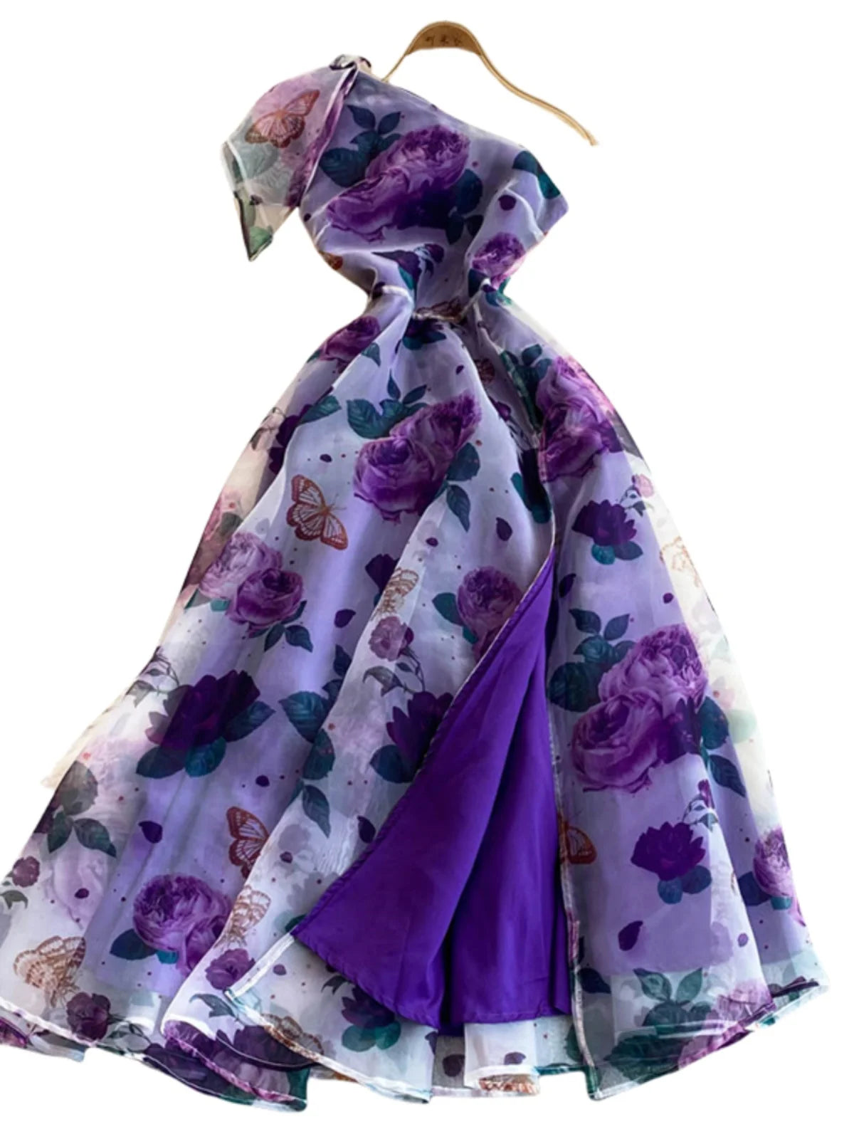 Spring Floral Series Holiday Dr Women's Summer High Waist Slim Fit Sexy Strapl Midi Length Belted Gown Korean Sle