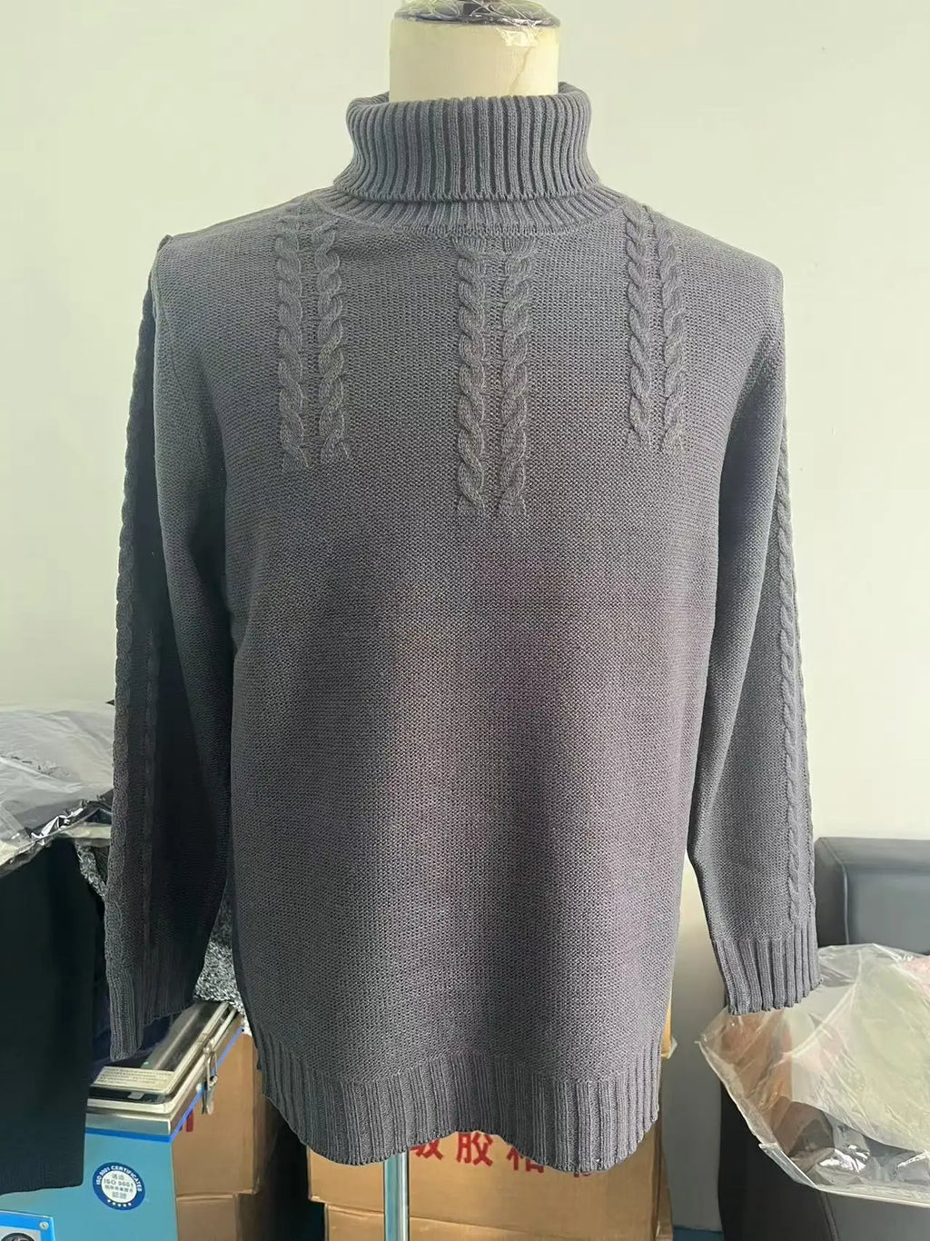 Pullovers Men Tops Turtleneck Sweaters Solid Knit Full Sleeve Casual Slim Fit Top Streetwear Thick Splice Sweater Autumn Winter