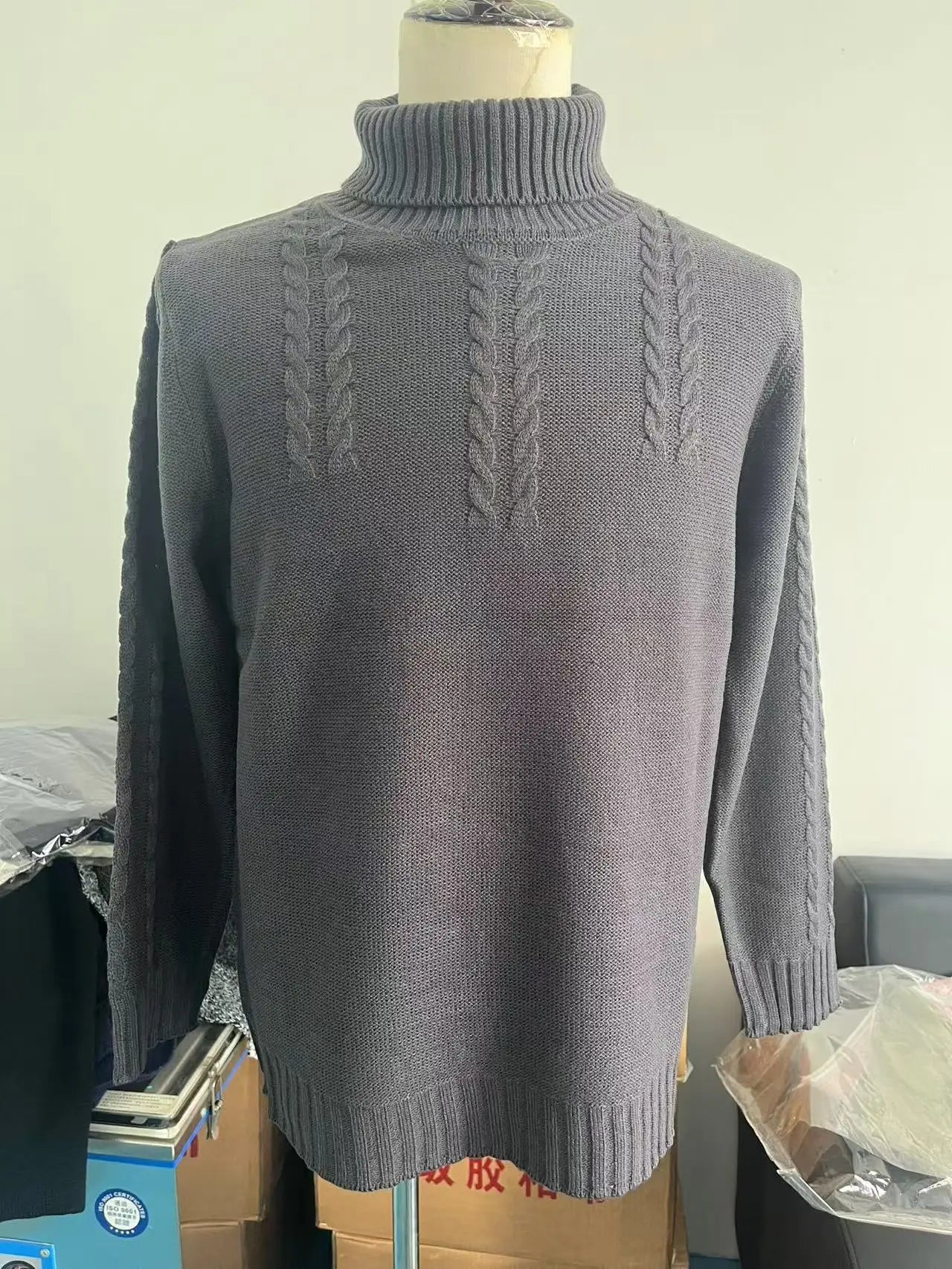 Pullovers Men Tops Turtleneck Sweaters Solid Knit Full Sleeve Casual Slim Fit Top Streetwear Thick Splice Sweater Autumn Winter