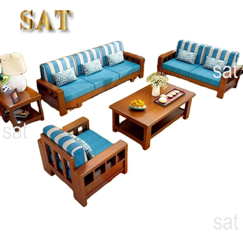 For Hot Sale Fashion Wooden Sofa Set Restaurant Furniture Modern Living Room Sectional Solid Wood  Luxury