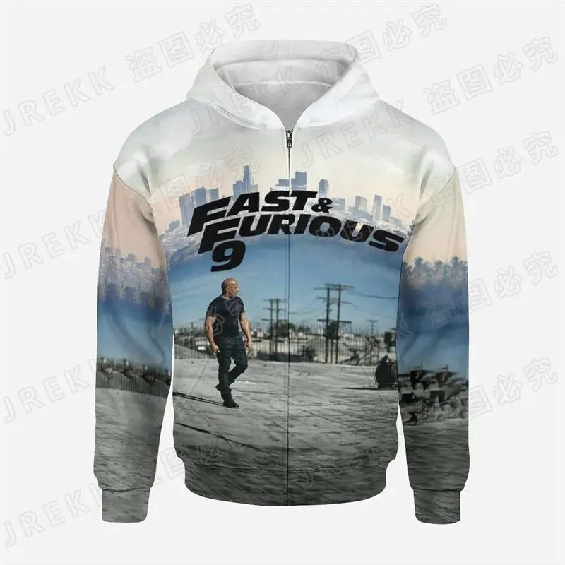 Fast & Furious 3D Print Men Children Zip Hoodie Streetwear Hot Selling Road Racer Style Spring And Autumn Jacket Sweatshirt