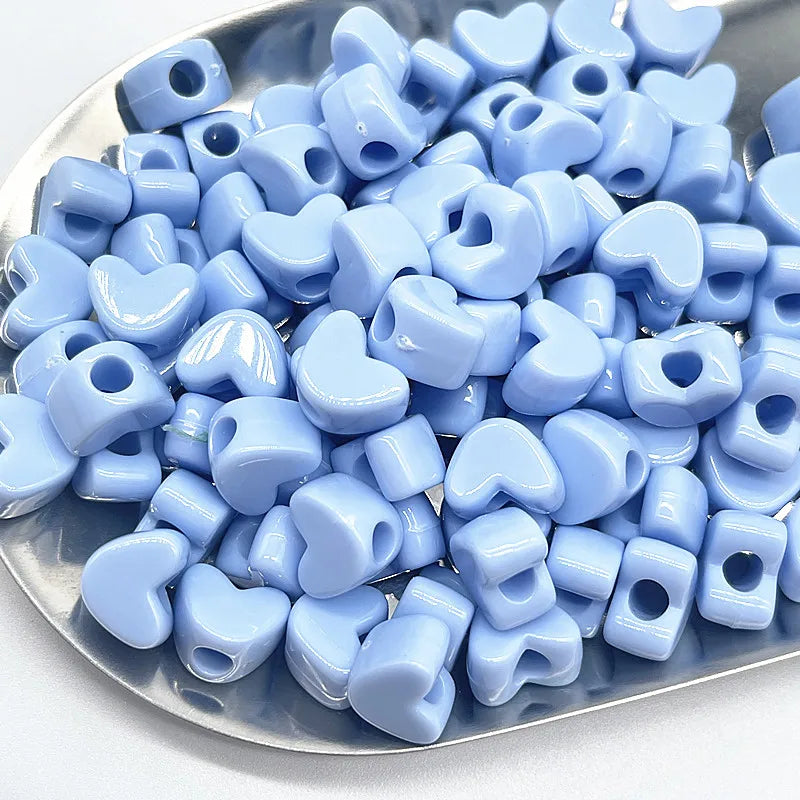 NEW 30pcs11*6mm Candies Colour Big Hole Heart-shaped Acrylic Loose Spacer Beads for Jewelry Making DIY Bracelet Accessories