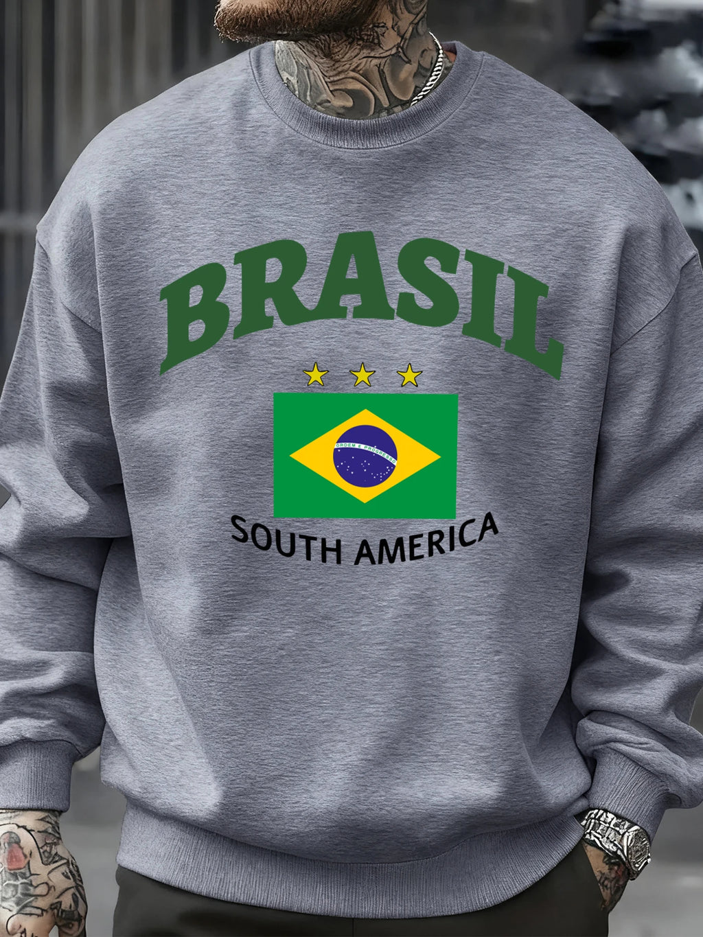 Brasil South America Prints Man Pullover Trendy Fleece Sweatshirt Autumn O-Neck Clothes Warm Milticolor Top Fashion Streetwear