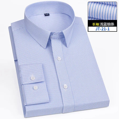 4XL 5XL 6XL 7XL 8XL Bamboo Fiber Plaid Shirt Striped Blue Casual Business Longsleeve Shirt for Men Streetwear Slim Fit Shirt Men