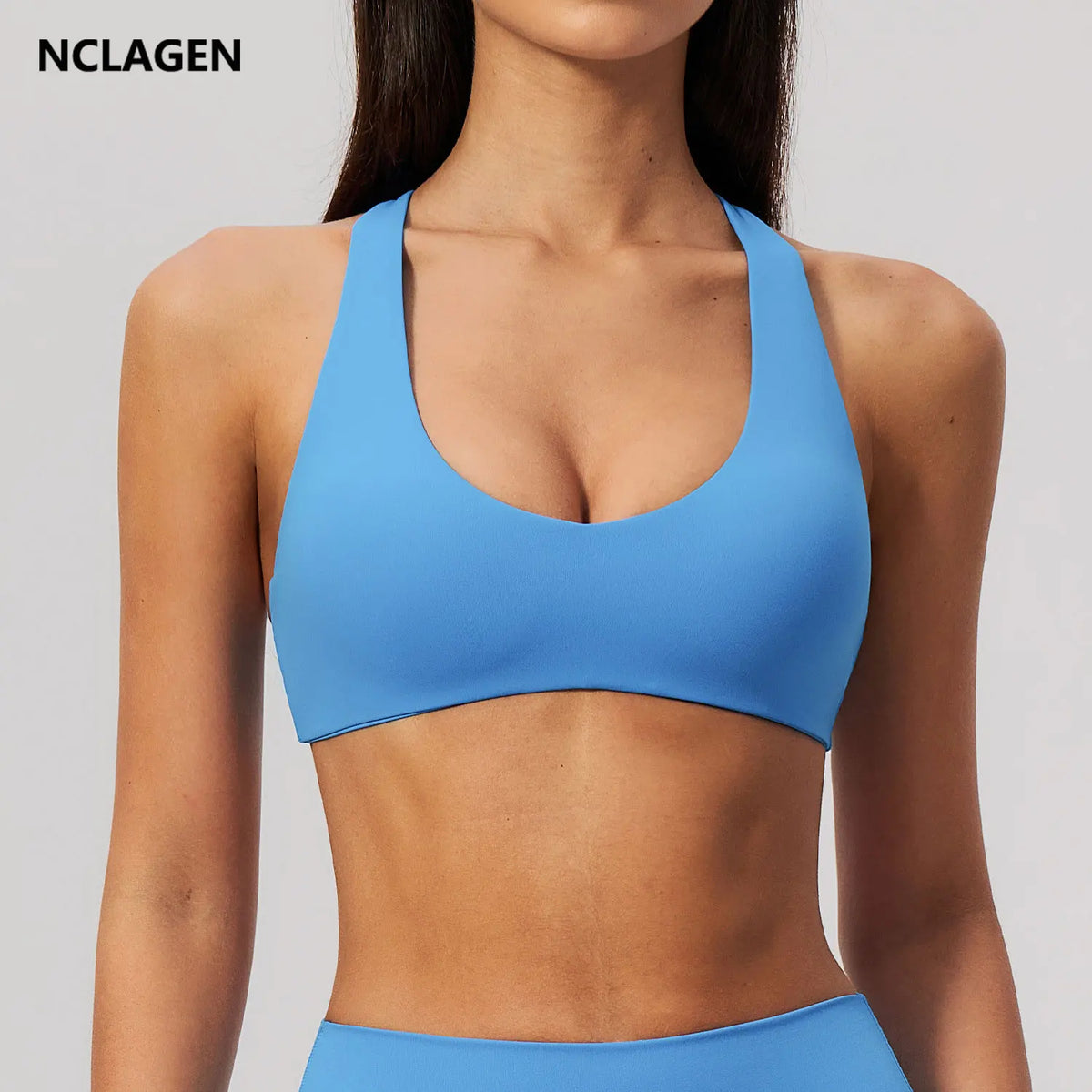 NCLAGEN Sport Bras Women High Support Fitness Underwear Back Cross Gym Clothes Training Solid Yoga Top Pilates Workout Tank