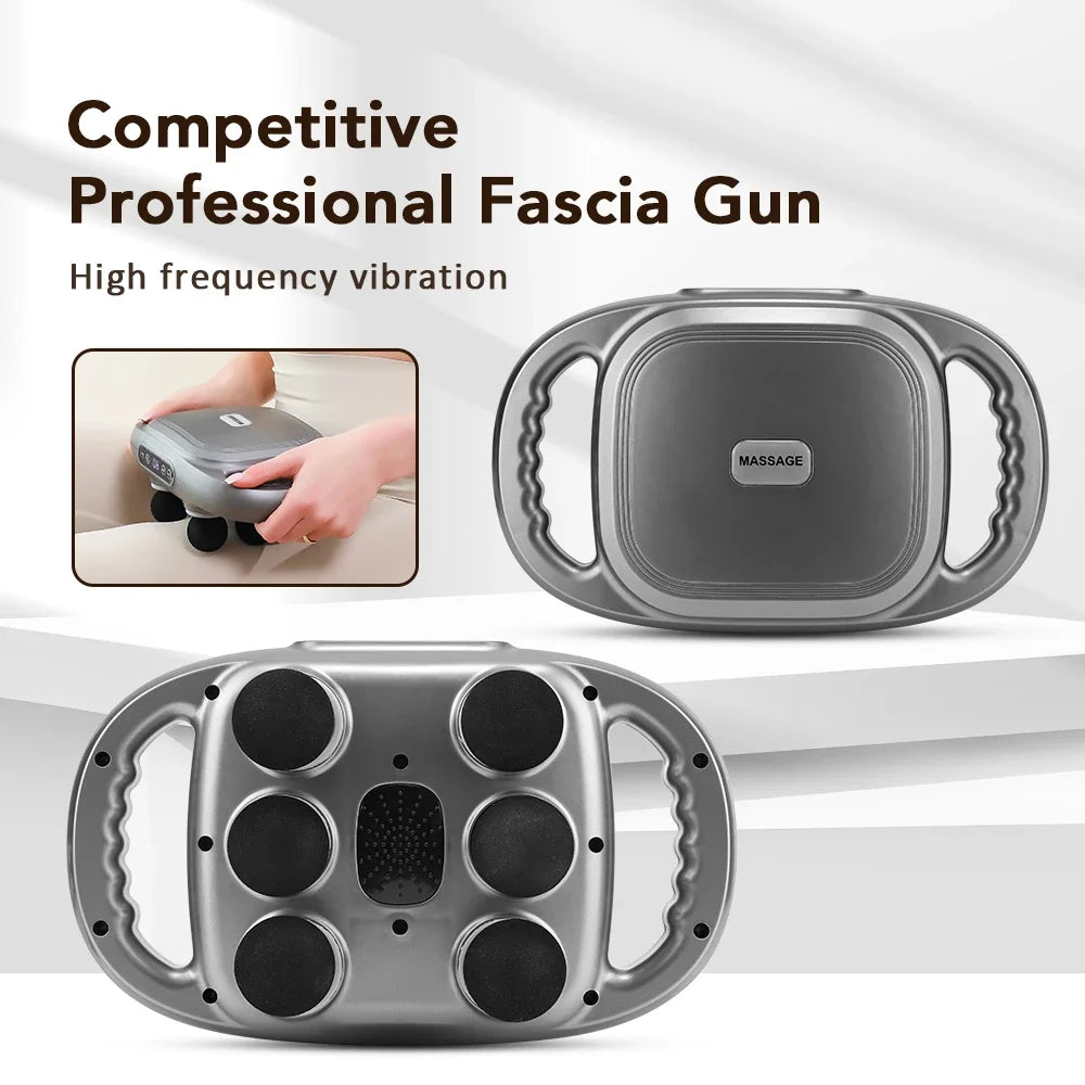 Electric Fascia Gun 6 Heads Massage Gun High Frequency Vibration Muscle Relax Body Massager Deep Tissue Back Leg Neck Massage