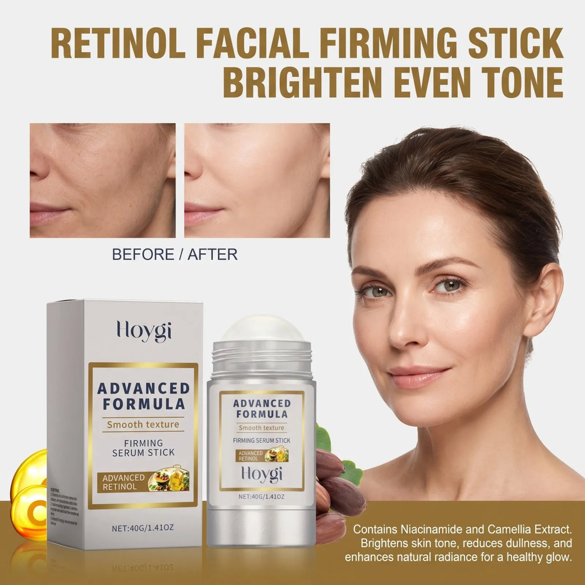 Retinol Facial Firming Serum Stick 40g Hyaluronic Acid Niacinamide  Wrinkle Balm for Fine Lines Deep Hydration Skin Care