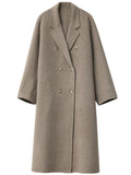 CHIC VEN Women Woolen Coat Double-breasted Basic Loose Casual Retro New Long Double-sided Female Overcoat Autumn Winter 2024