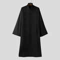INCERUN Men Long Style Shirt Solid Stand Collar Long Sleeve Male Tops Camisas Streetwear Triple Breasted Fashion Men Clothing