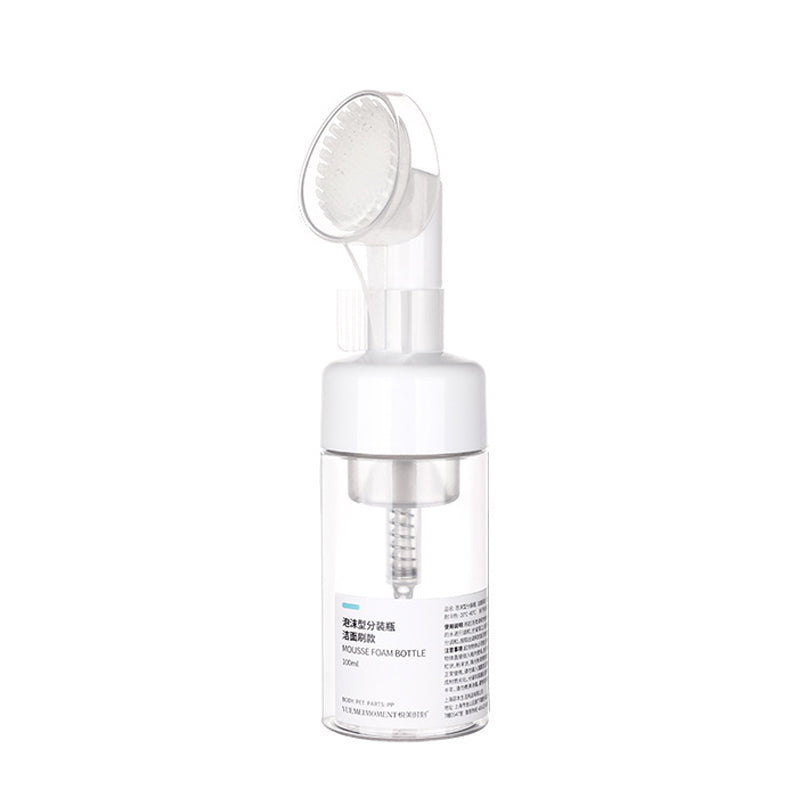 Facial Cleanser Foaming Bottle Mini Foaming Soap Dispenser With Clean Brush Head For Home Outdoor,Transparent Foam Bottle