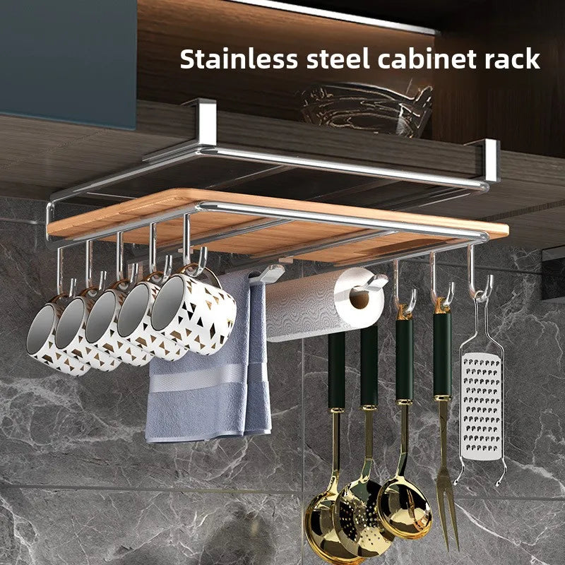 Cabinet Hanging Organizer Multi Purpose Hook Rack Kitchen Paper Towel Cutting Board Pot Lid Storage Hardware Organizer Kitchen
