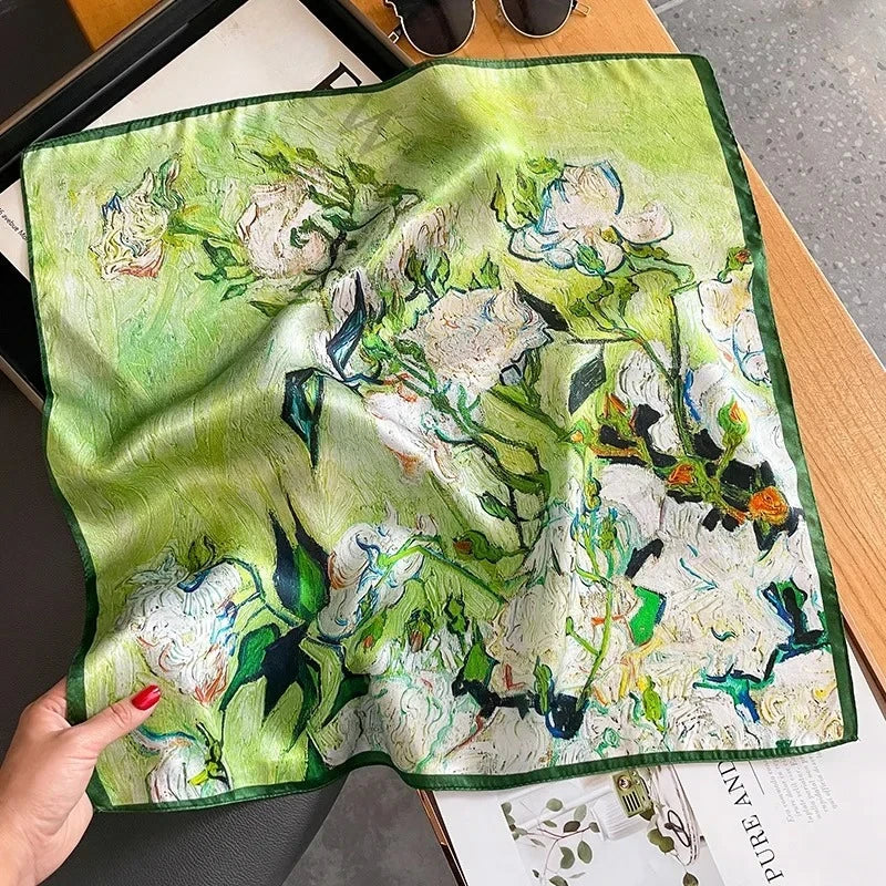 Nature Silk Neck Scarves Lady Foulard Lovely Strawberry Print 100% Real Silk Square Scarf for Women Bag Ribbon Hairband Kerchief