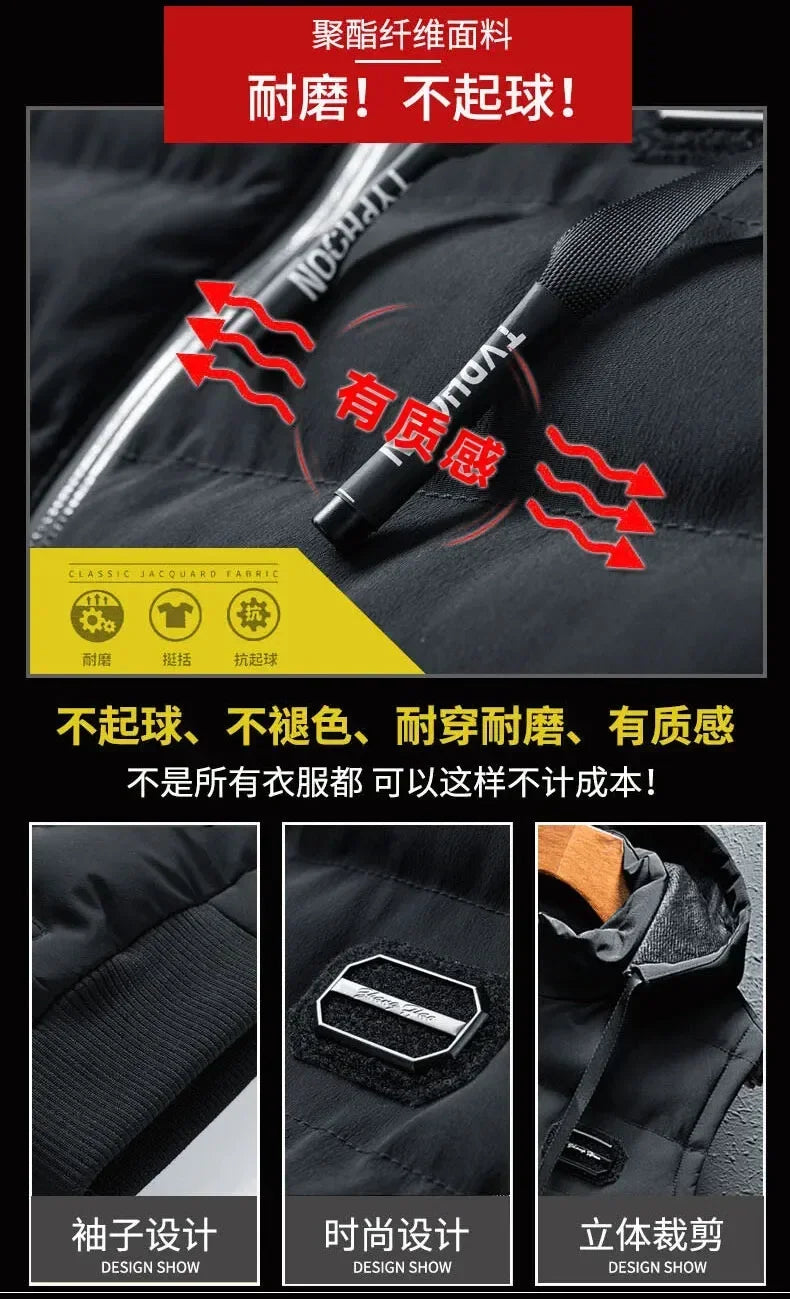 Fashion Warm Hooded Male Winter Vest Light Plus Size Mens Work Vest Waistcoat Hooded New Fleece Autumn Sleeveless Jacket for Men