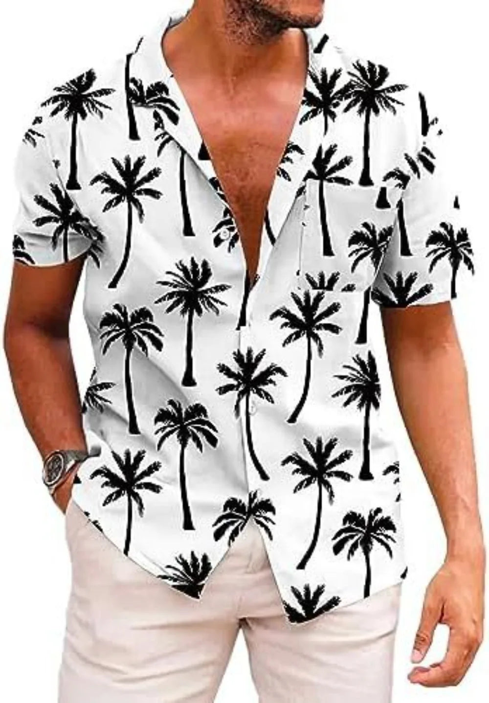 Summer Trendy Hawaiian Men's Palm Beach Shirt Tropical Vacation Clothing