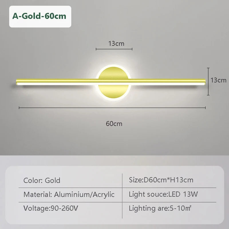 Modern LED Wall Lamp Black Mirror Light Dresser Bathroom Toilet  Long Strip Lamps Home Decor 40/60/80CM Led Lighting Lustre