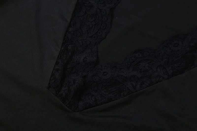 2026 Autumn. New Women's Fashion Erotogenic V-neck Lace Patchwork Stiglich Bell Sleeve Body Clothes Sexy Party Boho