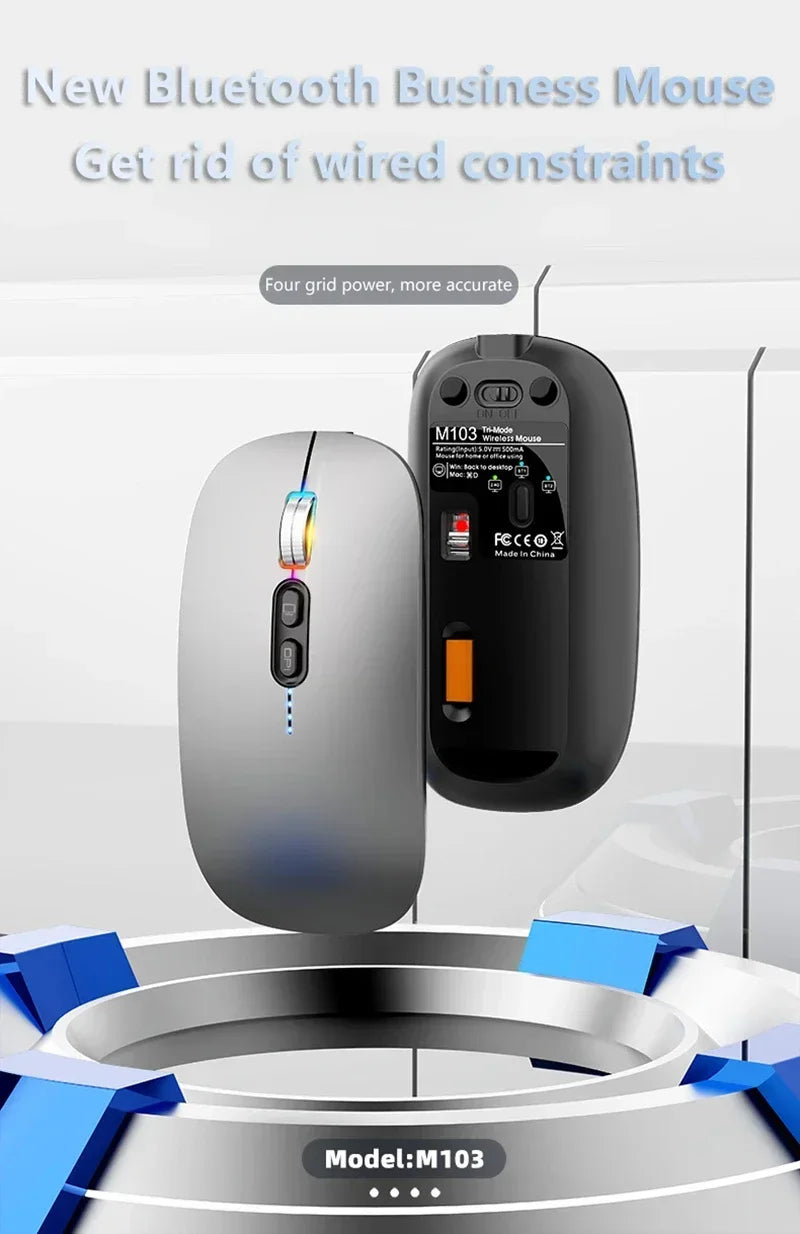 Lenovo Ultra-thin Dual Modes Wireless Mouse 2.4G USB and Bluetooth Power Display Ergonomic Rechargeable Silent Mice PC Laptop