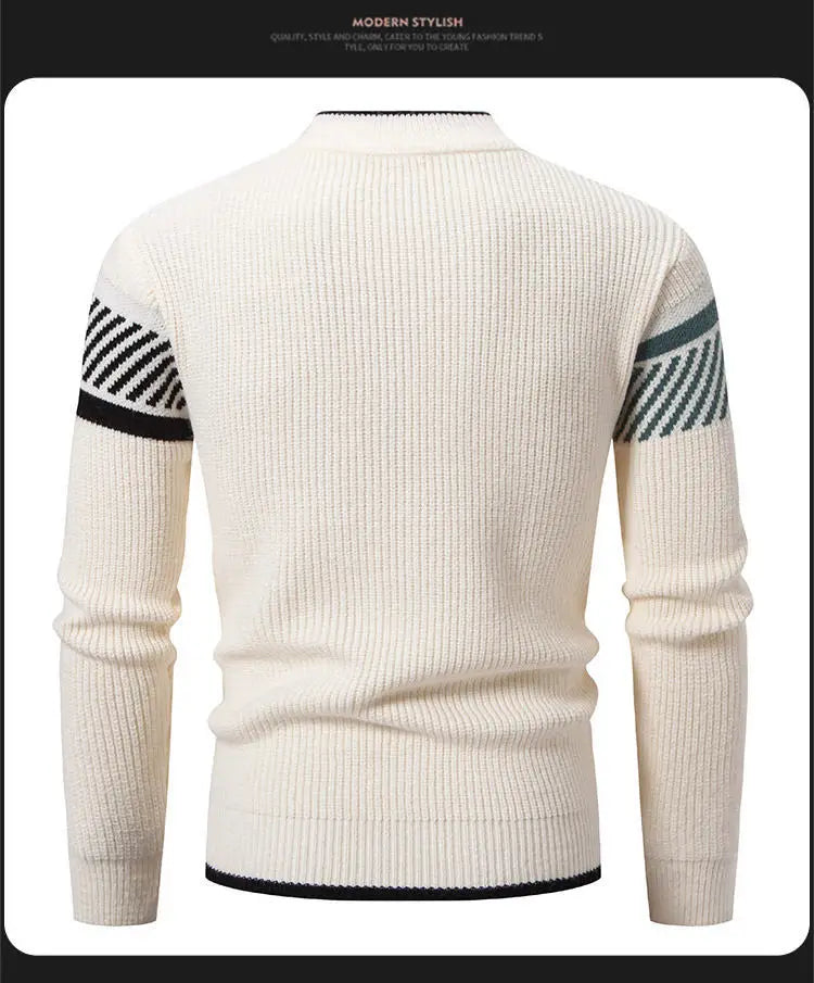 2025 Men's Color-coded Casual Trendy Slim Simple Basic Casual Trendy Knitted Sweater Pullovers Male Clothes Autumn Winter Tops