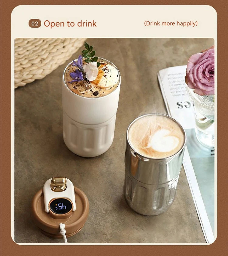 450ML LED Temperature Display Coffee Cup Keep Cold and Heat Thermal Mug Travel Vacuum Flask Stainless Steel Thermo Water Bottle