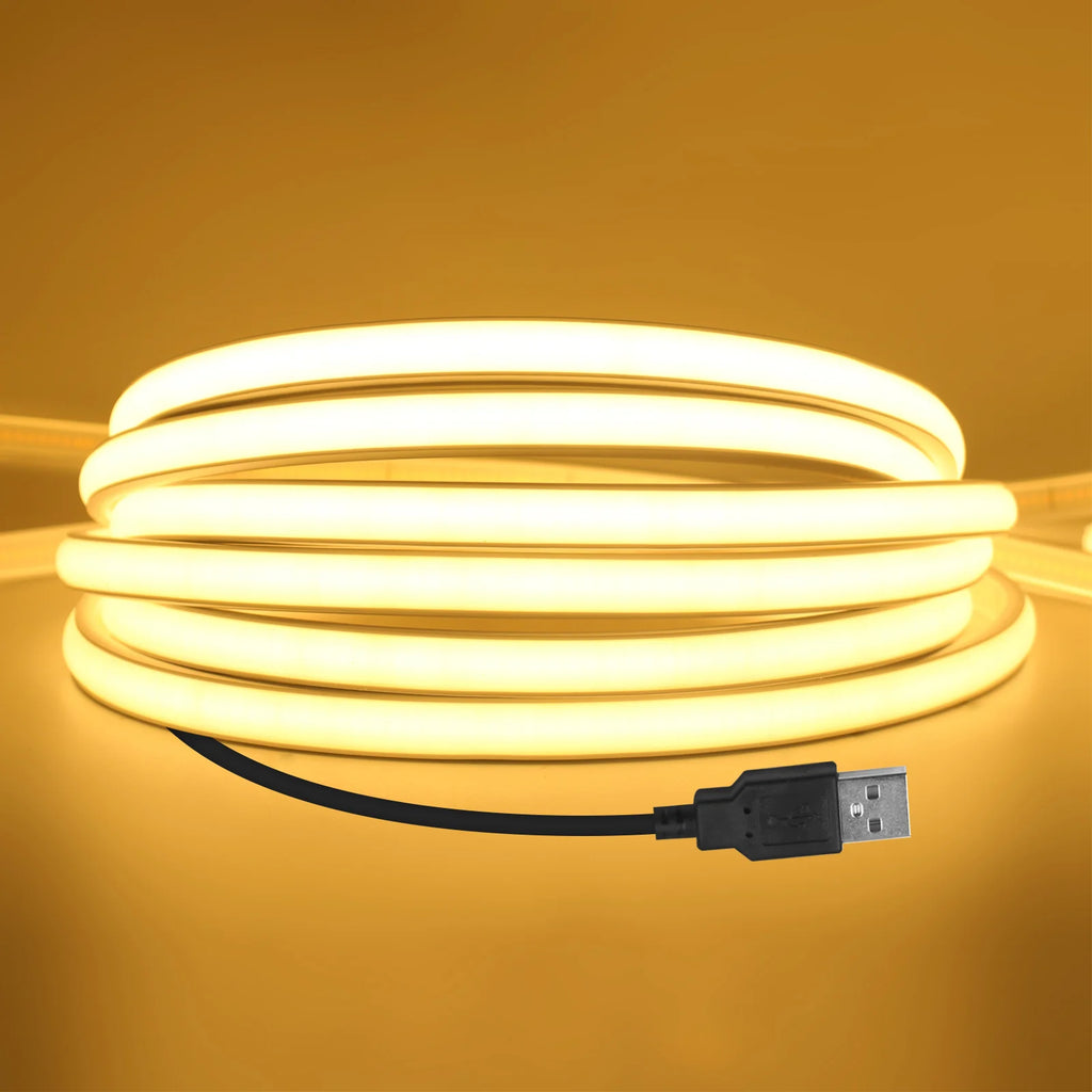 COB Neon LED Strip 5V 320LEDs/m Waterproof Dimmable LED Neon Rope Light Flexible Tape for Kitchen Cabinet Bedroom TV Backlight