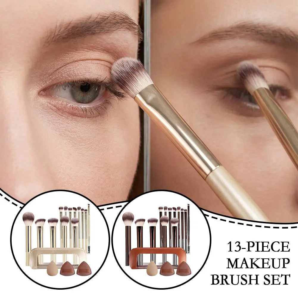 13Pcs Professional Makeup Brush Set Foundation Concealer Powder Eyeshadow Blush Kabuki Blending Full Face Beauty Tool