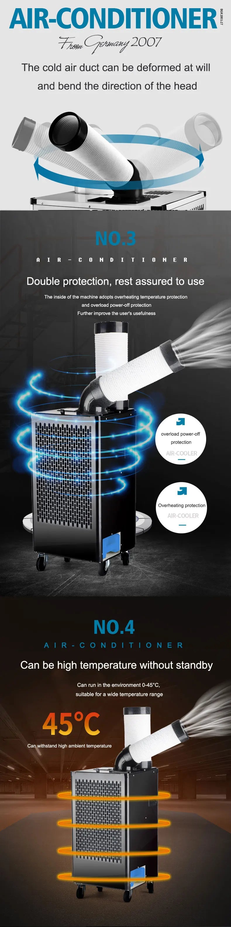 700w Air Cooler 6800BTU Mobile Portable Eco-friendly AC220-240v Industrial Air Conditioner Air Cooler