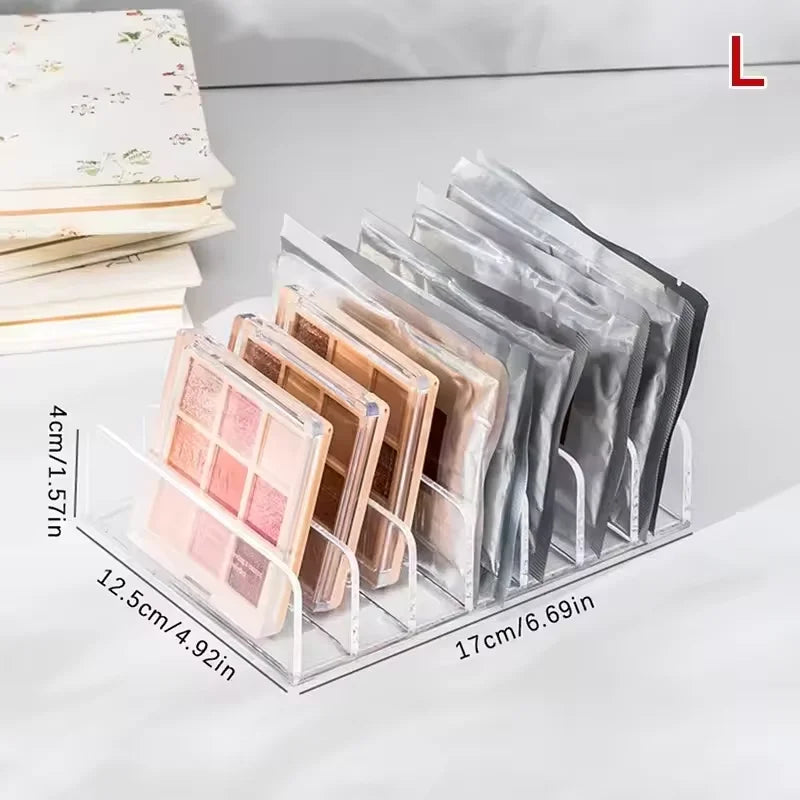 Makeup Organizer Box, 7-Compartment Clear Storage Shelf, Multi-Cell Display for Cosmetics, Blush, Eyeshadow,Space-Saving Durable