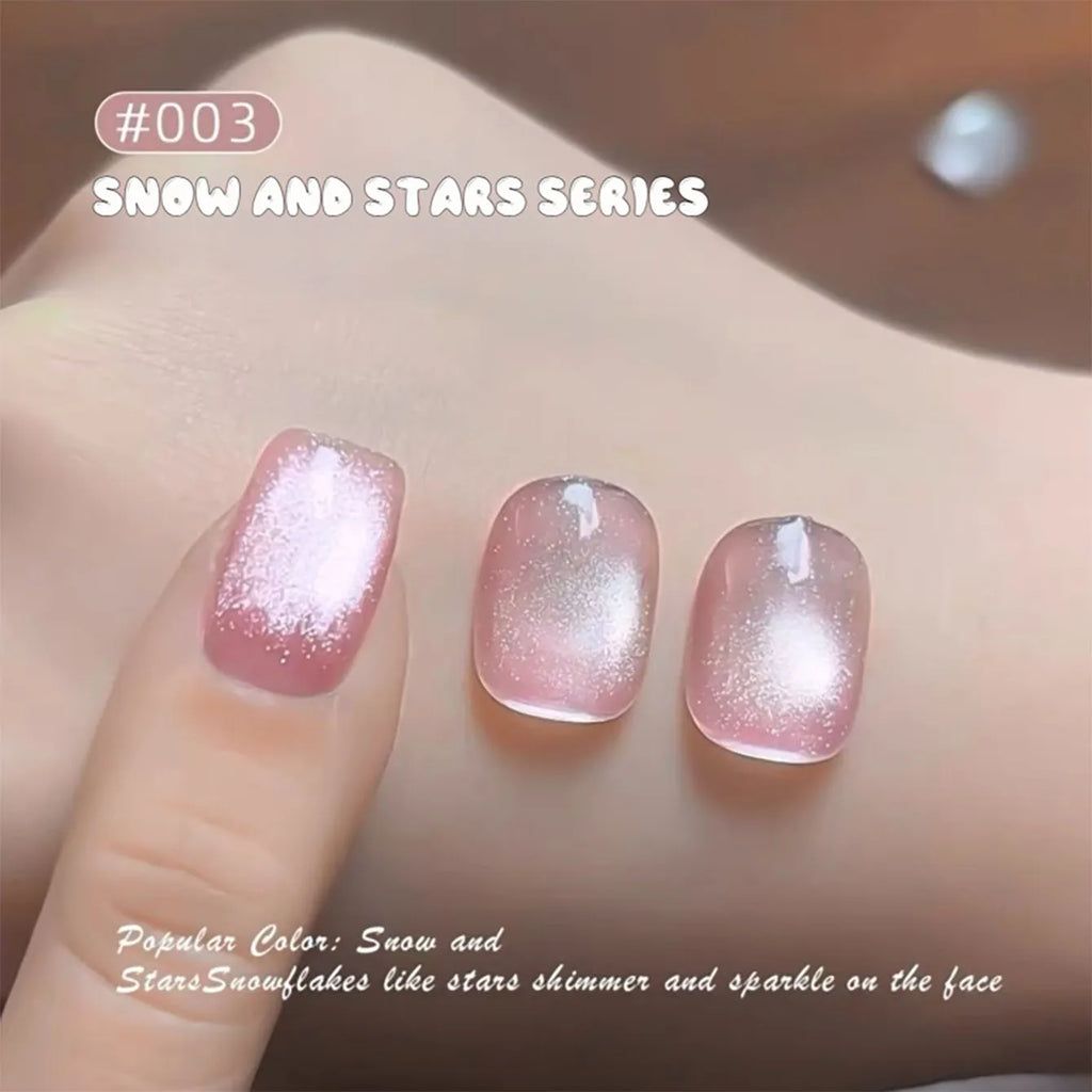 MIANEL 2026 10ML Lover Cat Eye Nail Gel Nude Pink with Sparkling Golden Light Glass Bead for Flattering Cat Eye Manicure